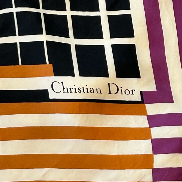 Dior Black and Gold Silk Floral Scarf 30x30 - Picture 5 of 5